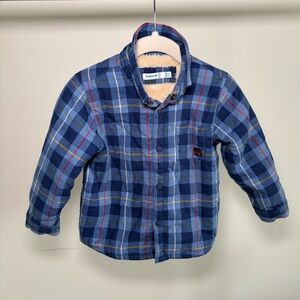 1️⃣2️⃣ MONTHS: Mayoral Navy and Red Plaid, Lined, Button Down Shacket